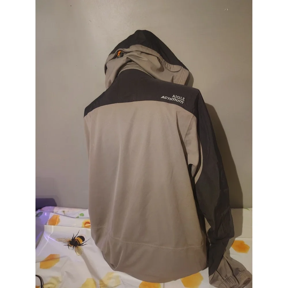 Aigle Actimum Mens Gray Black Hooded Softshell Technical Jacket Size L